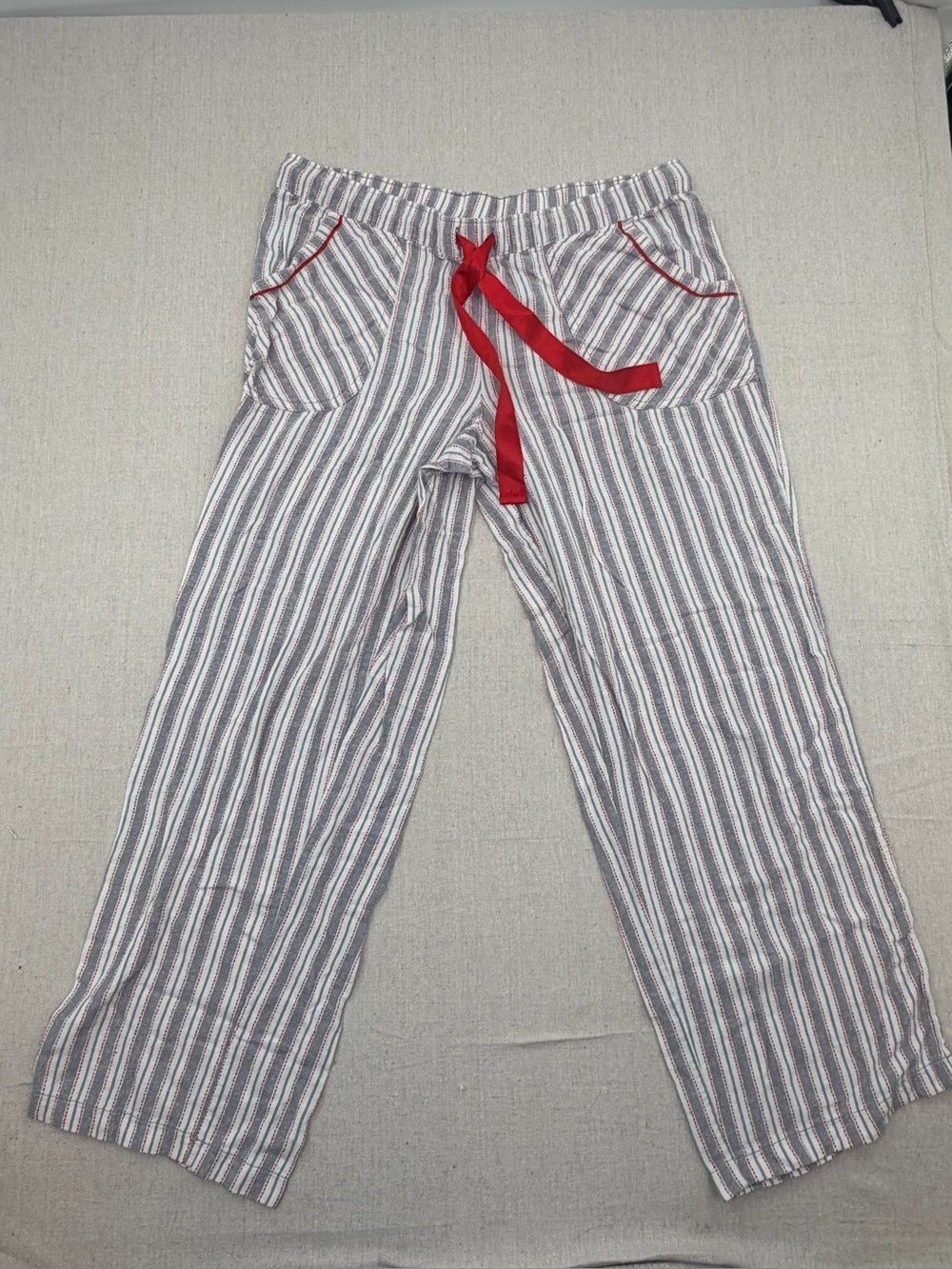 Striped Lounge Pants with Red Drawstring